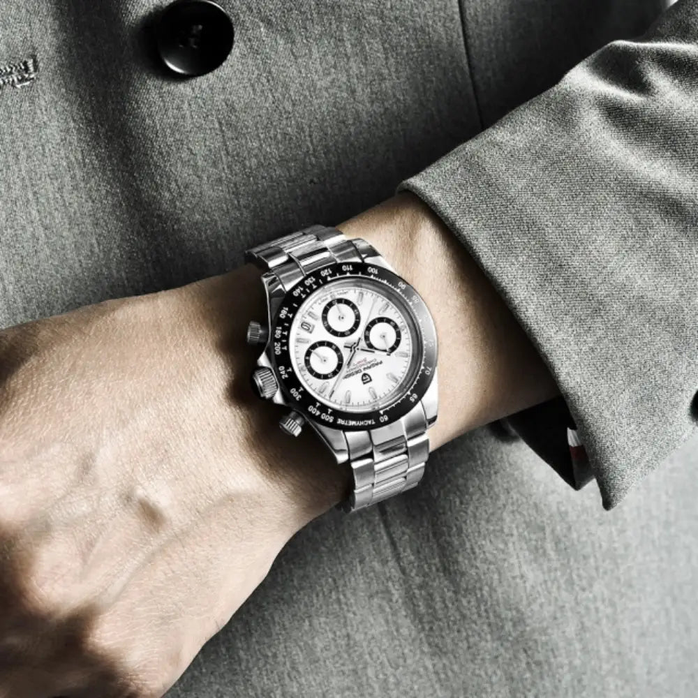 Pagani Design PD1644 - White Dial Chronograph Quartz Stainless Steel Men's Watch