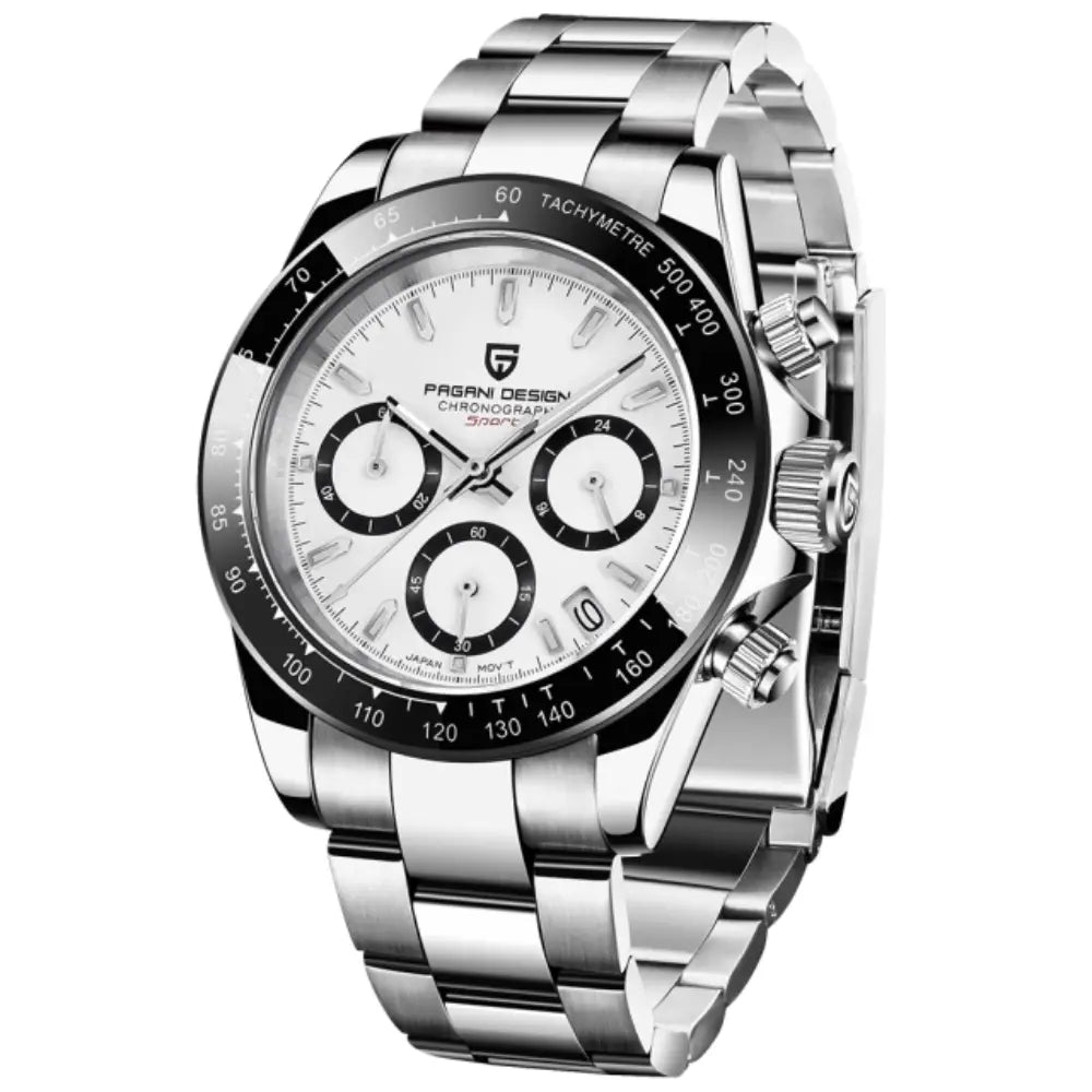 Pagani Design PD1644 - White Dial Chronograph Quartz Stainless Steel Men's Watch
