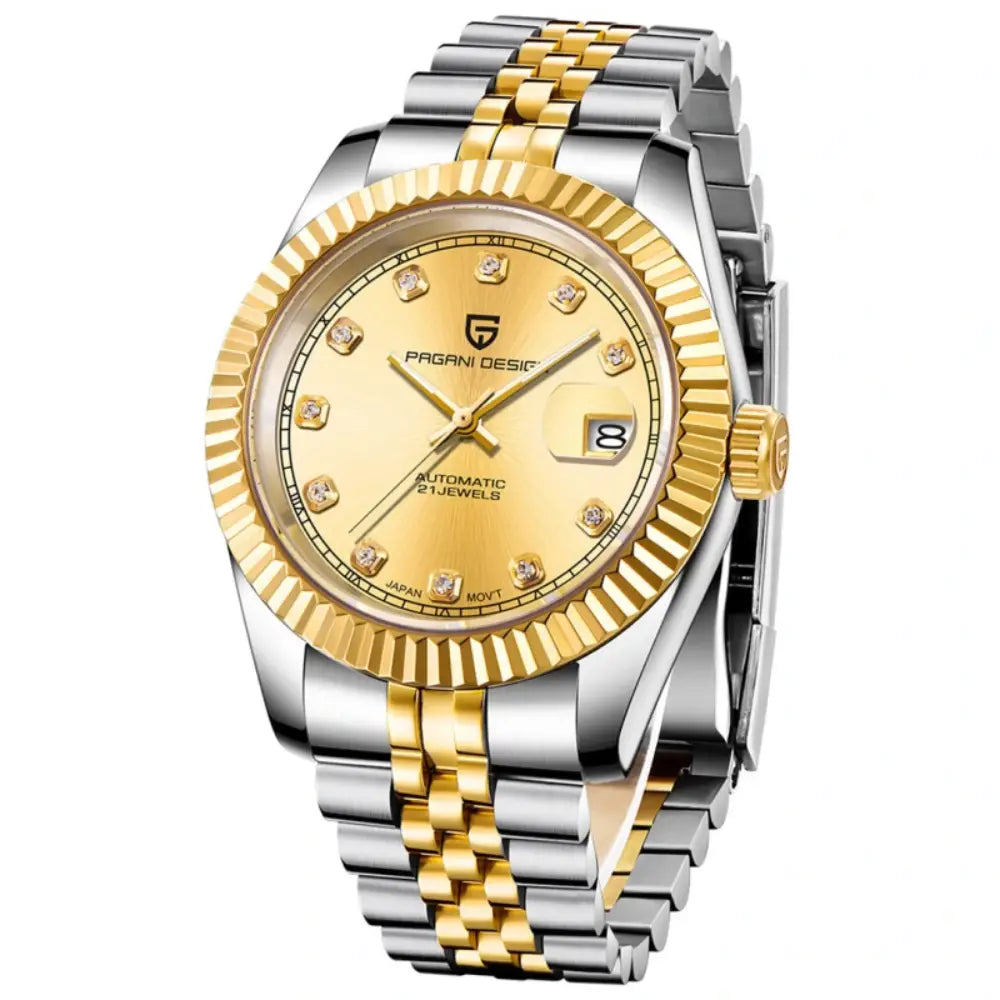 Pagani Design PD1645 - Gold Diamond Dial Automatic Stainless Steel Men's Watch