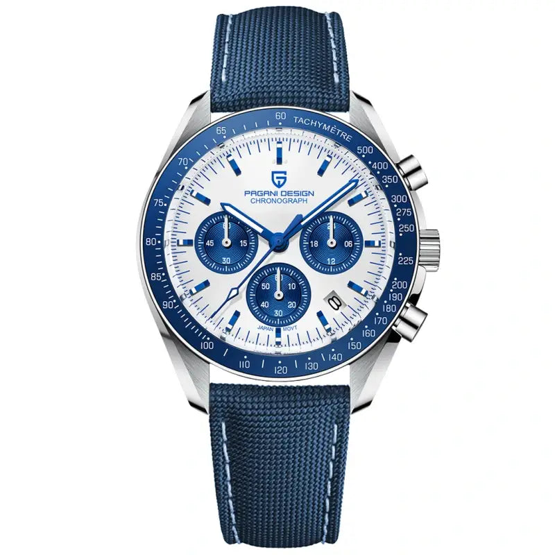 Pagani Design PD1701 - White Dial Chronograph Quartz Leather Strap Men's Watch