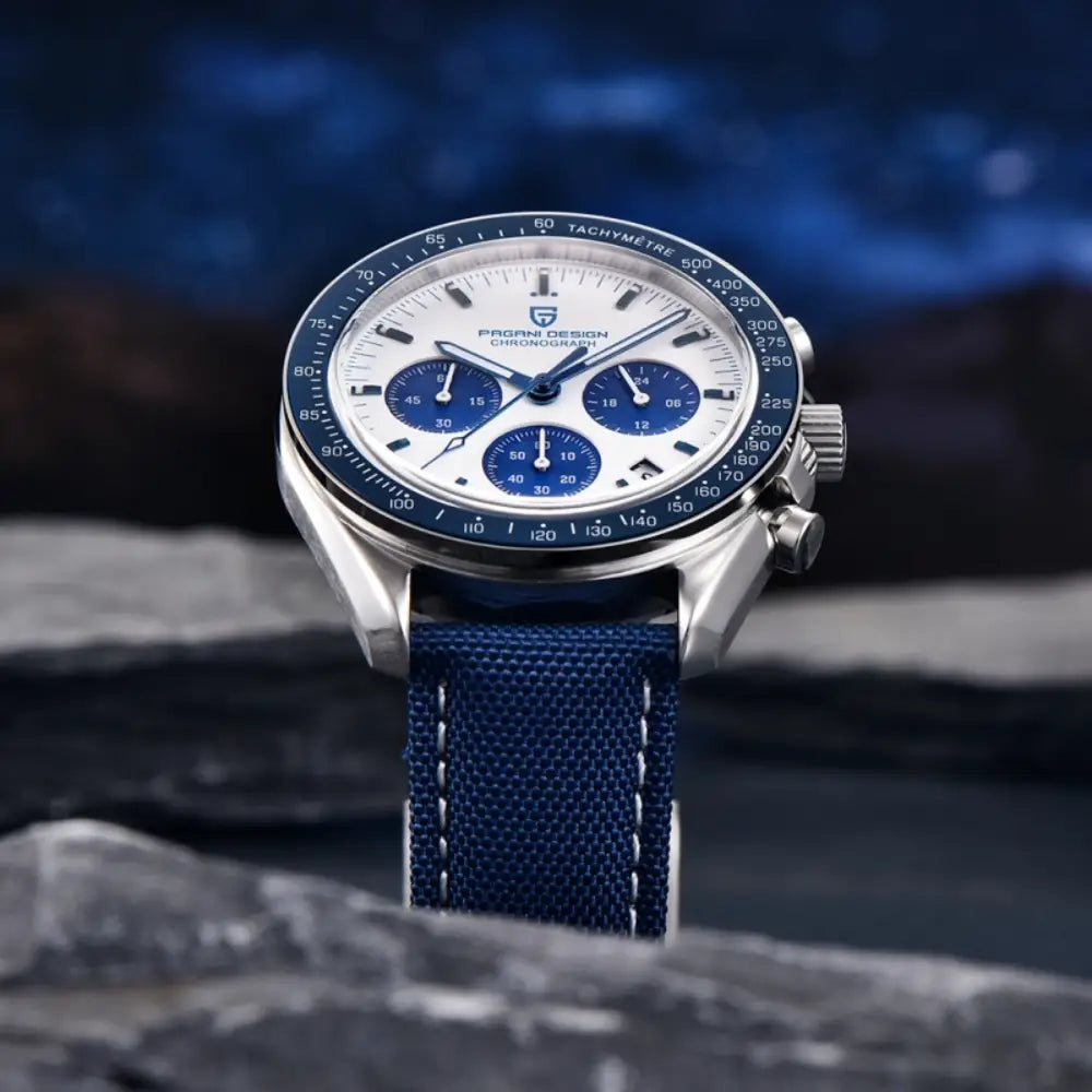 Pagani Design PD1701 - White Dial Chronograph Quartz Leather Strap Men's Watch