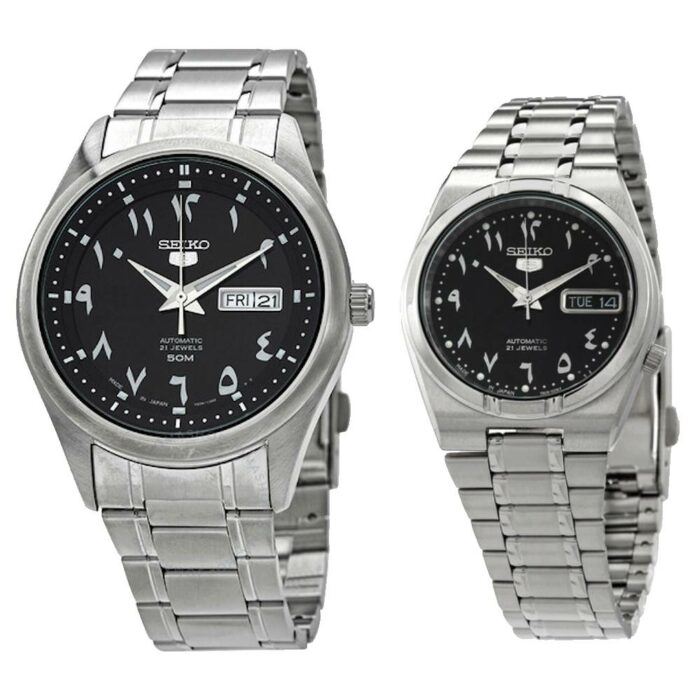 Seiko 5 SNKP21J1 & SNK063J5 Automatic Stainless Steel Couple’s Watchess