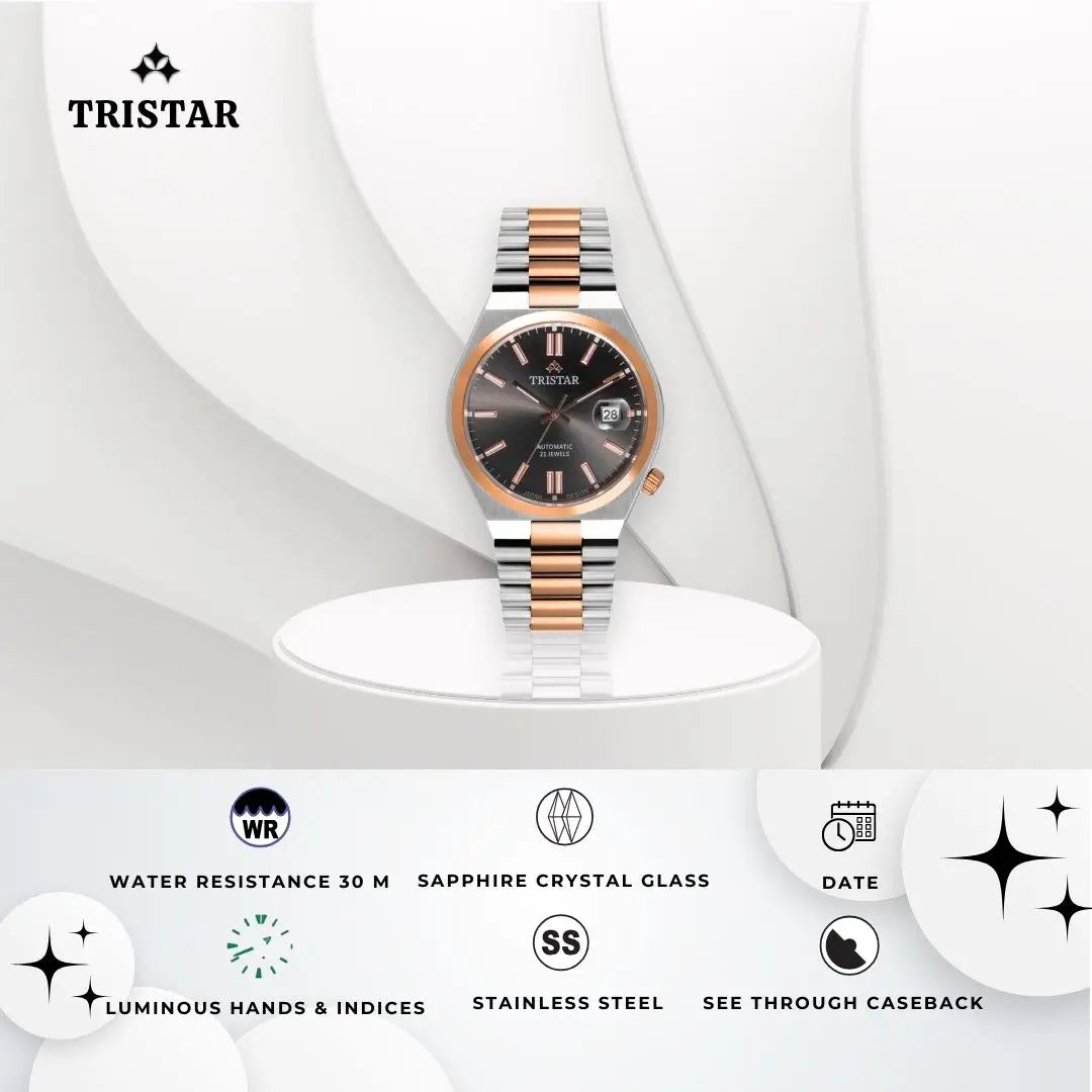 Tristar NJ31BMRTM02 Automatic Charcoal Dial Stainless Steel Men's Watch