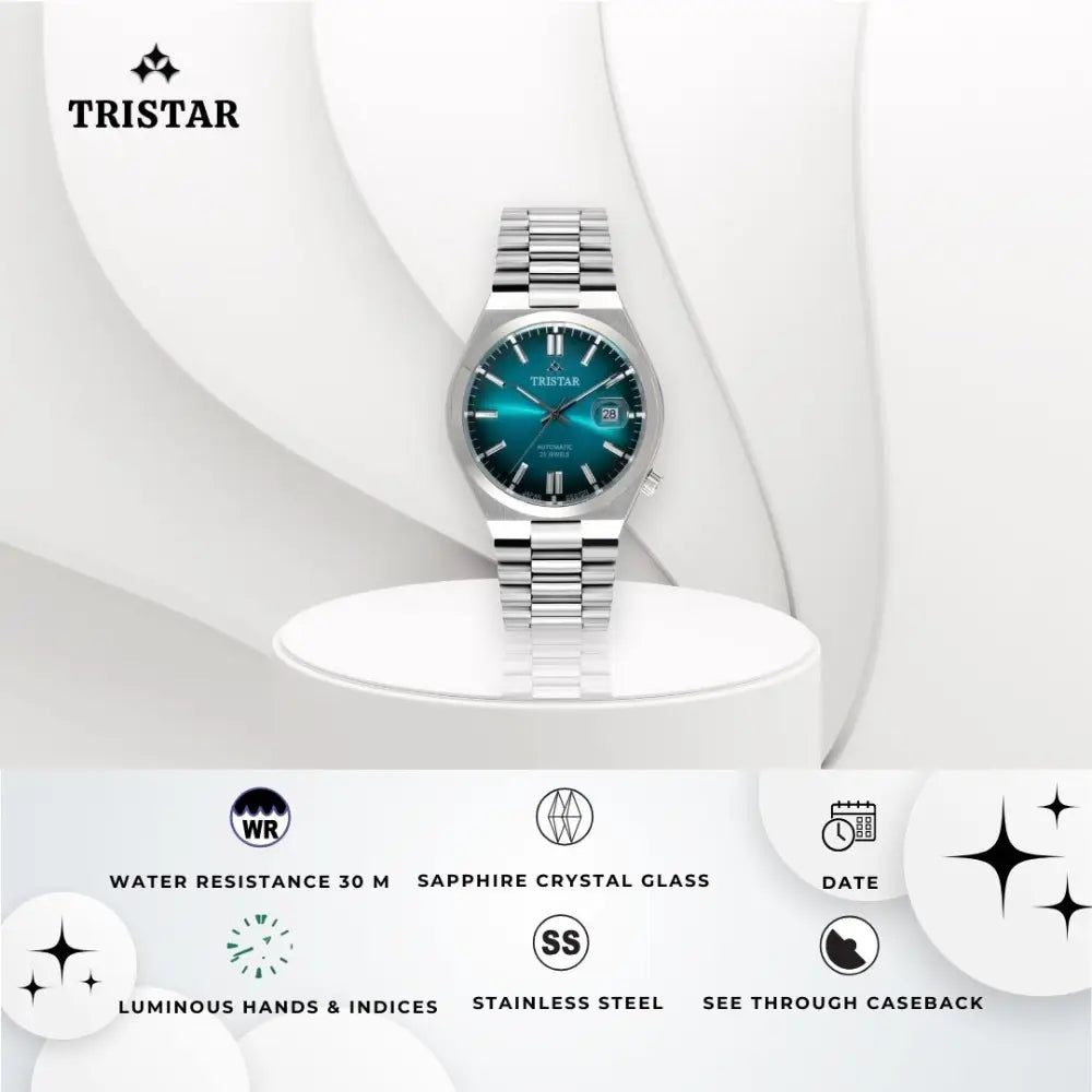 Tristar NJ31IMSSM02 Automatic Gradient Blue Dial Stainless Steel Men's Watch