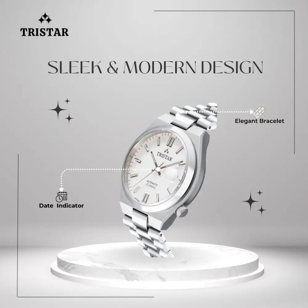 Tristar NJ31WMSSM02 Automatic White Dial Stainless Steel Men's Watch