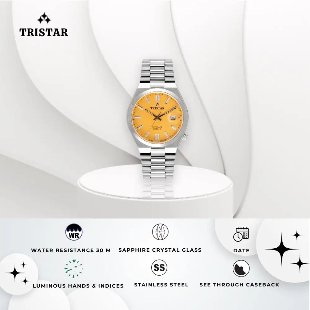 Tristar NJ31YMSSM02 Automatic Yellow Dial Stainless Steel Men's Watch