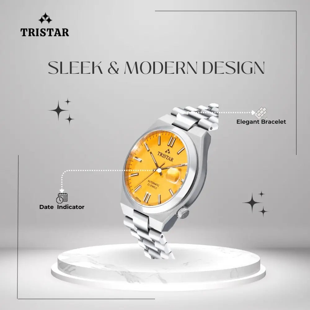 Tristar NJ31YMSSM02 Automatic Yellow Dial Stainless Steel Men's Watch