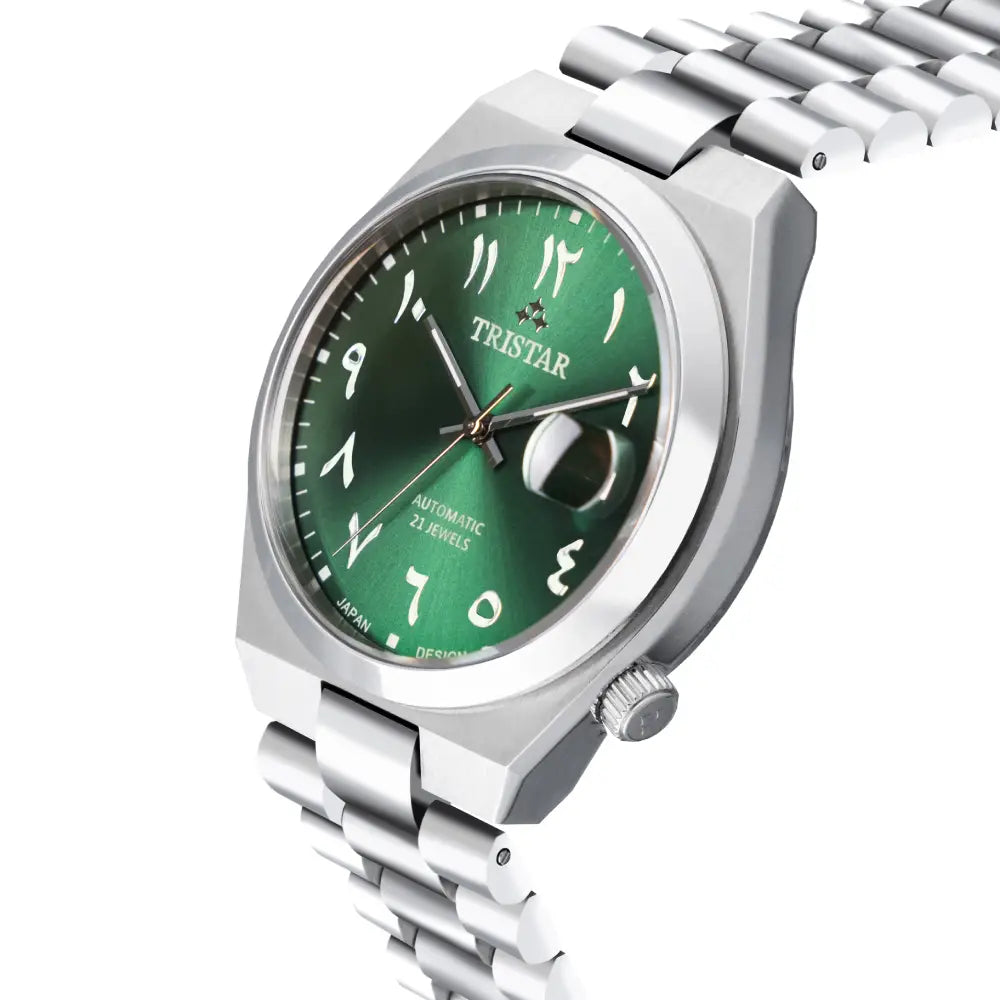 Tristar NJ33GMSSM03 Automatic Green Dial Arabic Dial Stainless Steel Men's Watch