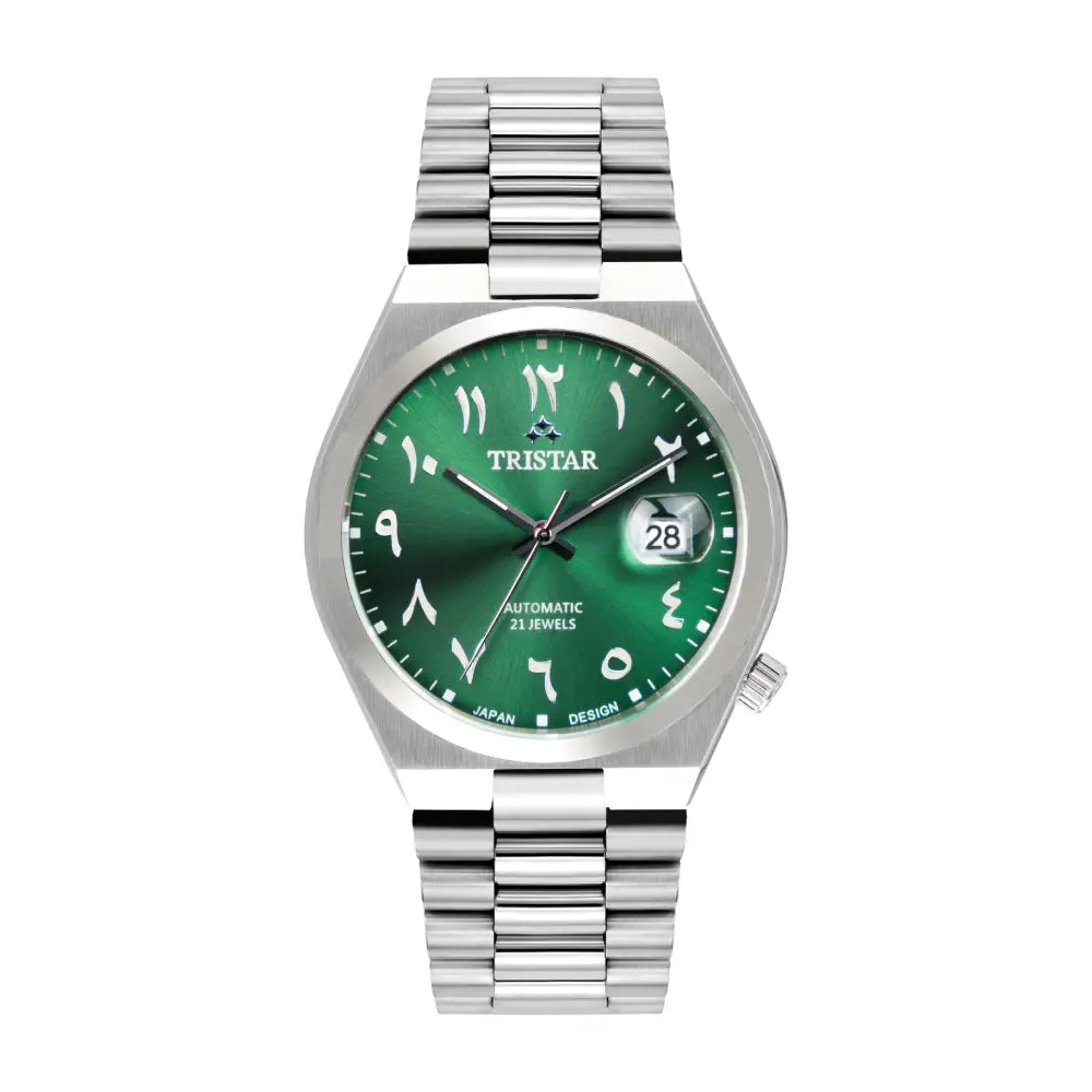 Tristar NJ33GMSSM03 Automatic Green Dial Arabic Dial Stainless Steel Men's Watch