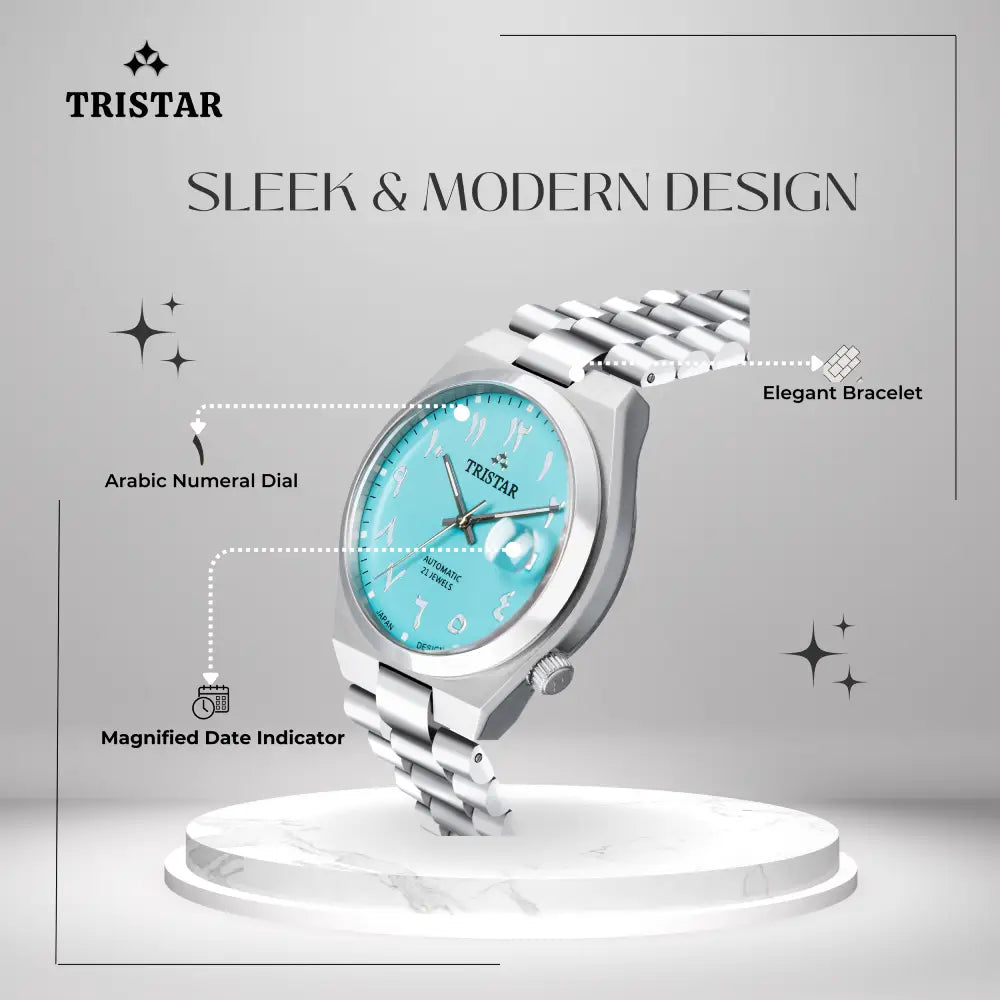 Tristar NJ33NMSSM03 Automatic Turqoise Dial Arabic Dial Stainless Steel Men's Watch